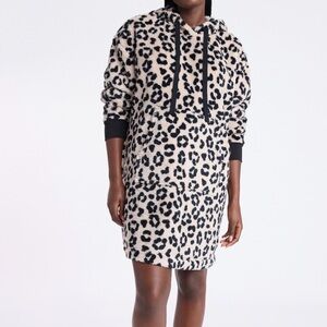 NWT Hoodie Dress Women’s Oversized Plush Lounger Leopard Print